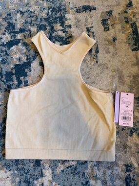 wild fable Cream Ribbed Racerback Crop Tank